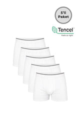 5'li Paket Erkek Pamuklu Modal Boxer | Beyaz K11256