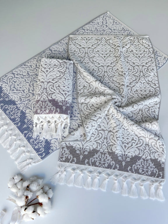 SARRA 3'LÜ SARE BAĞLAMALI DAMASK HAVLU 50x90