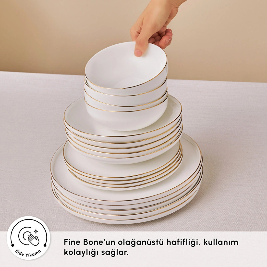 Karaca Fine Bone Meridian 55 Parça 12 Kişilik Yemek Takımı Gold