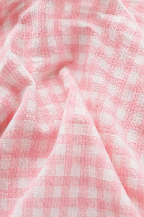 Bella Notte Pembe Beyaz Pötikare V Yaka Kısa Kollu Pijama Takımı 61251 - Pembe