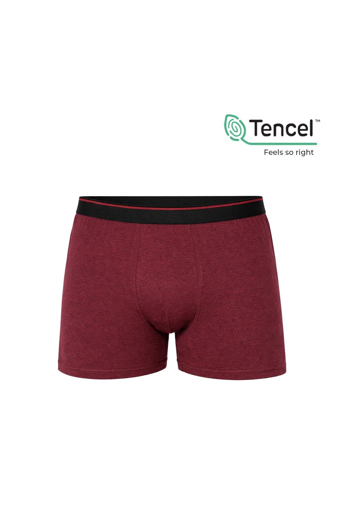 5'li Paket Erkek Pamuklu Modal Boxer | Bordo K11256