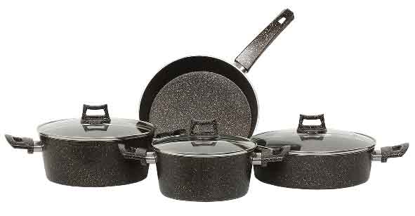 ORKİDE SİYAH 7 PARÇA SET / 20 CM TENCERE + 24 CM TENCERE + 26 CM KARNIYARIK + 26 CM TAVA