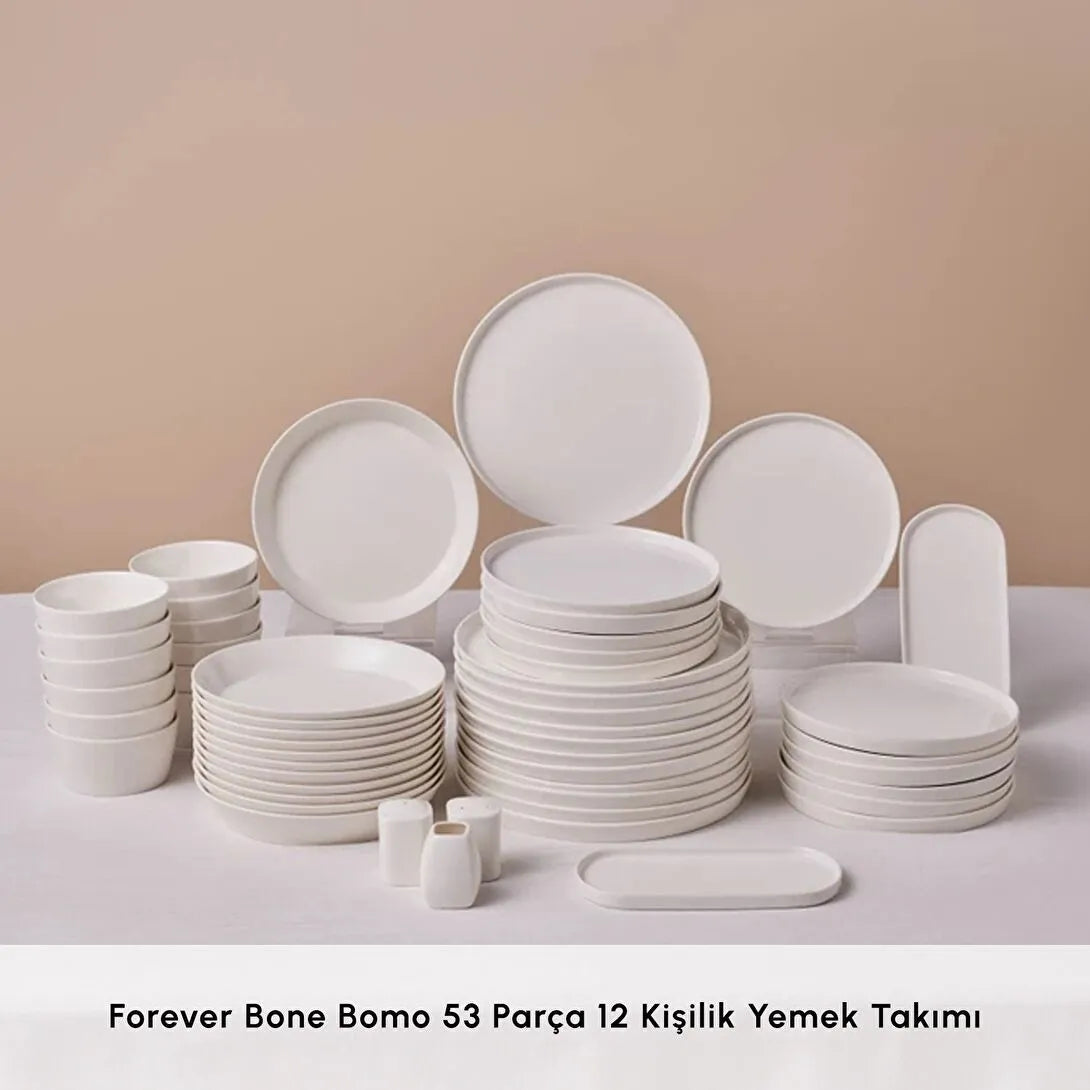 Karaca Forever Bone Bomo 53 Parça 12 Kişilik Yemek Takımı