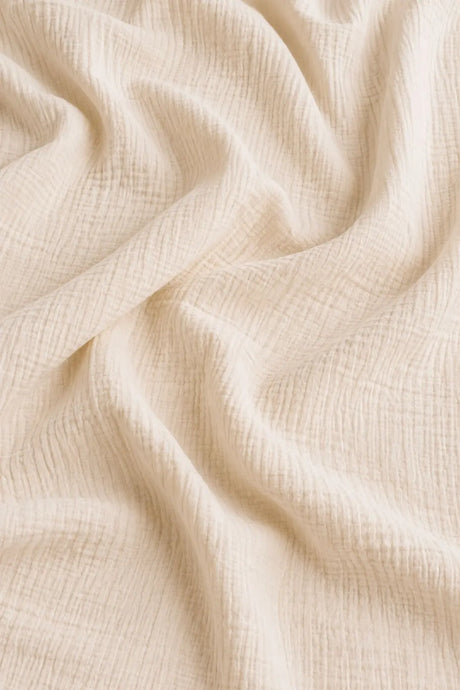 Ekru Kahve Biyeli Müslin Bağlama Detaylı Uzun Kollu Pijama Takımı 61131 - Bej