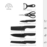 Karaca Black Stone 6 Parça Makas ve Soyacaklı Bıçak Seti