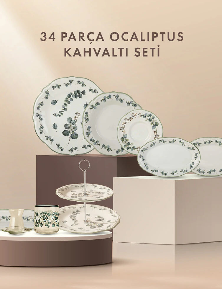 Ocaliptus 34 Parça Kahvaltı Seti Yeşil