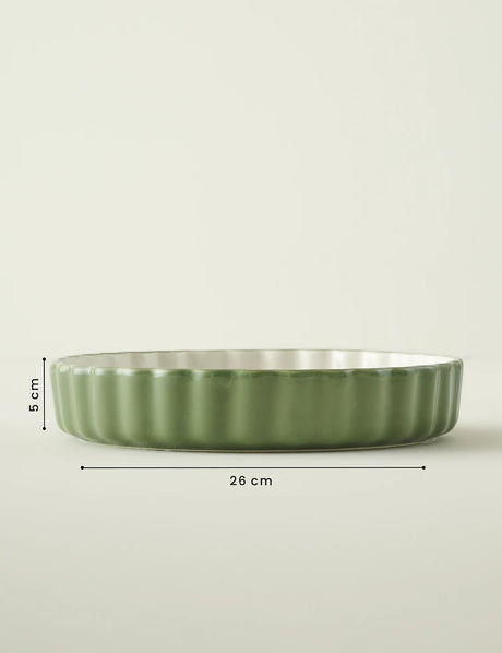 Floral Stoneware Fırın Kabı Beyaz (26x5 cm)