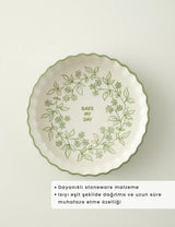 Floral Stoneware Fırın Kabı Beyaz (26x5 cm)