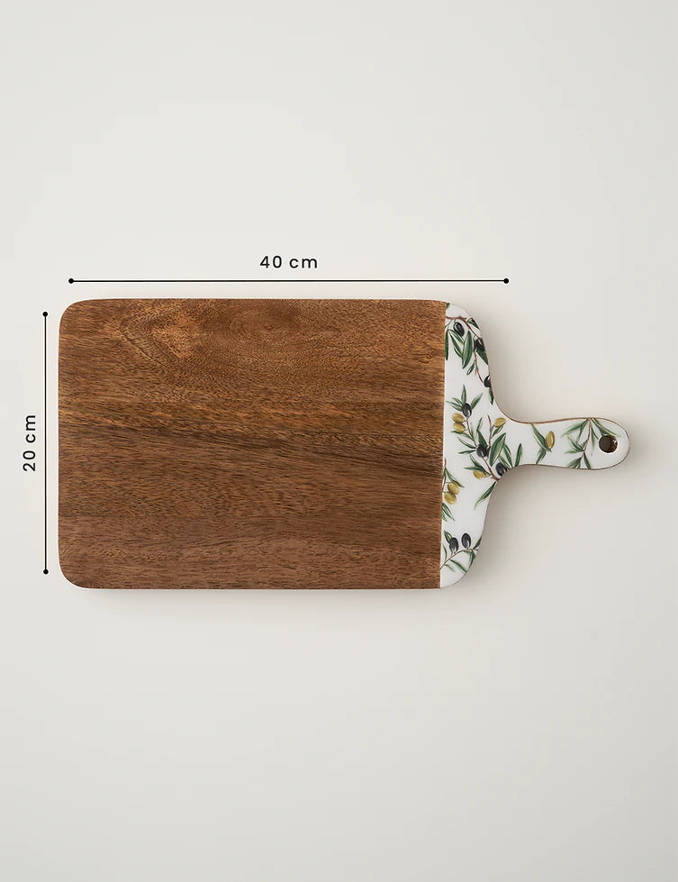 Olive Mango Sunum ve Kesme Tahtası Beyaz (40x20x2 cm)