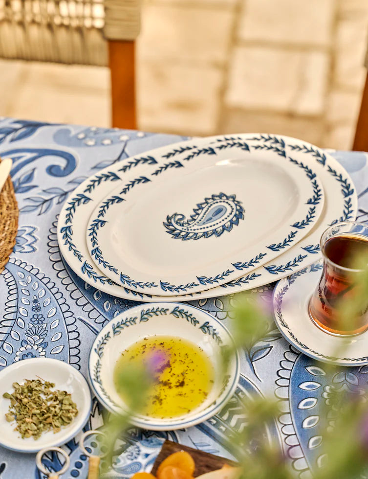 Paisley Porselen 26 Parça 6 Kişilik Kahvaltı Takımı Mavi