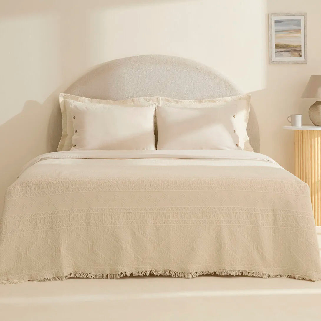 Karaca Home Noctıs %100 Pamuk Çift Kişilik Nevresim & Yatak Örtüsü Seti Taş