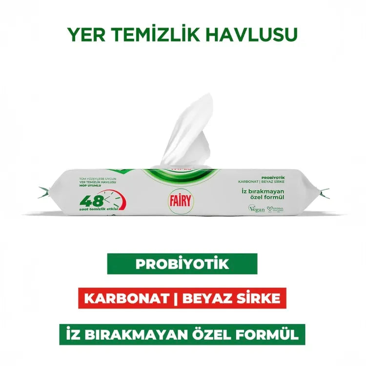 Fairy 50'li Mop Uyumlu Yer Temizlik Havlusu - Beyaz Sabun