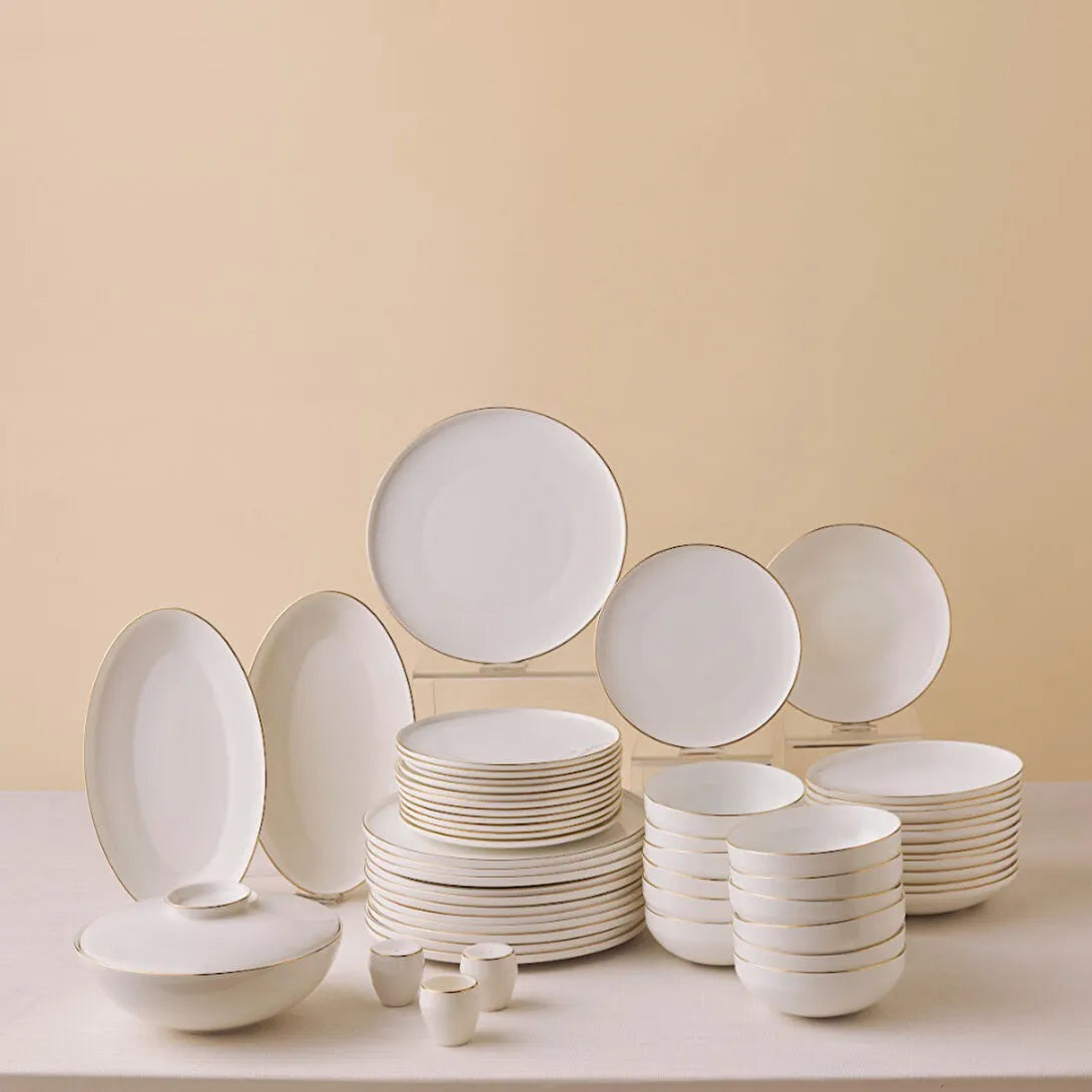 Karaca Fine Bone Meridian 55 Parça 12 Kişilik Yemek Takımı Gold