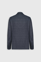 Slim Fit Dar Kesim Kırlangıç Yaka Kareli Kapak Cepli Esnek Koyu Gri Takım Elbise