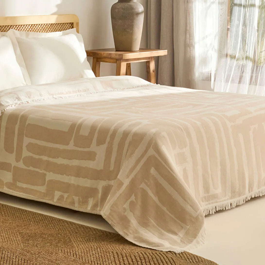 Karaca Kaşmir Home Mosy Çift Kişilik Jakar Muslin Pike Bej