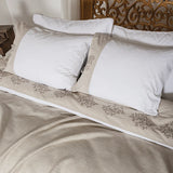 Astra Çift Kişilik Keten&Percale Nevresim Seti Beyaz/Natürel (7 Parça)
