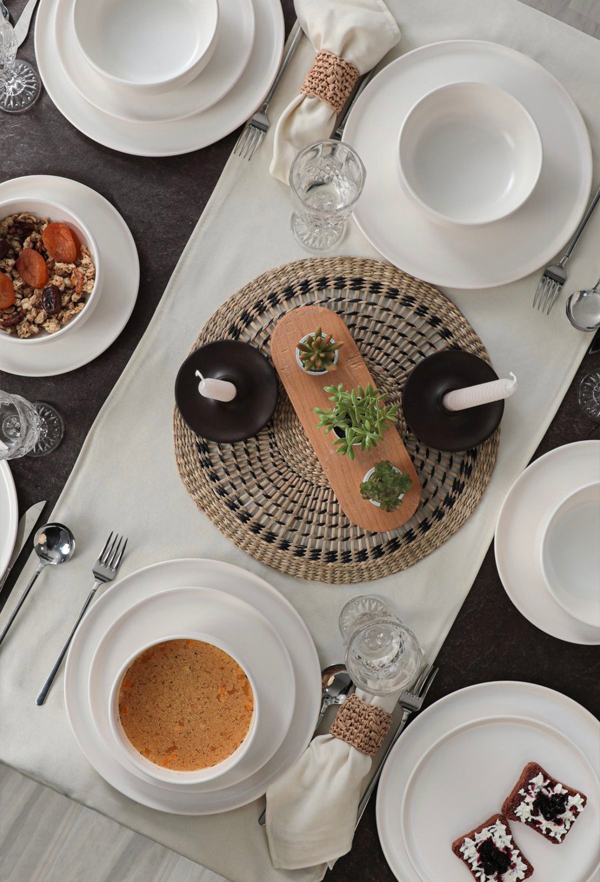 KERAMIKA Nordic Mat Beyaz Yemek Takımı 18 Parça 6 Kişilik 022