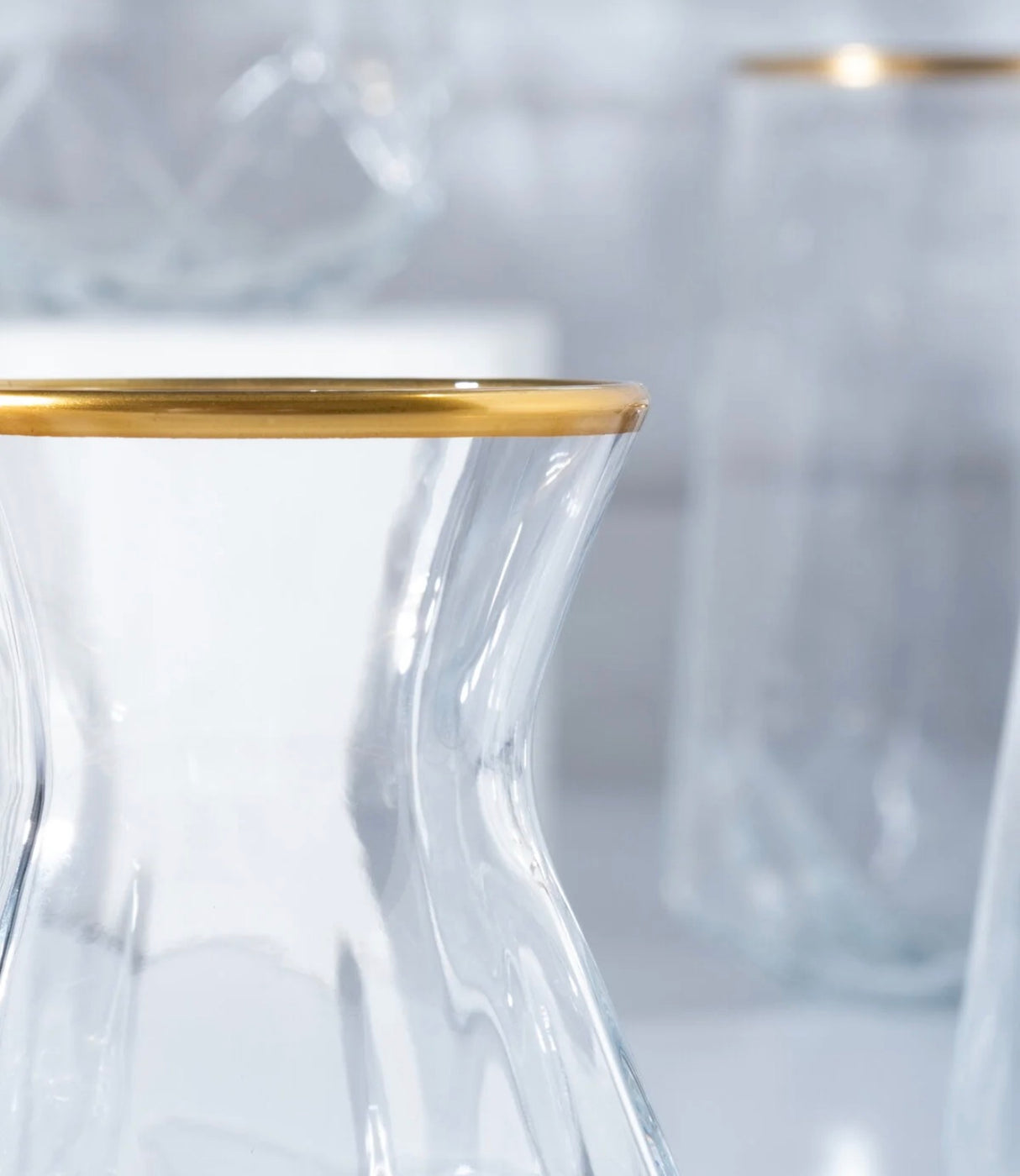 FLYCOOK 24 Parça Premium Gold Yaldızlı Cam Bardak Seti