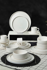 KERAMIKA Mat Beyaz Stackable Yemek/Kahvaltı Takımı 20 Parça 4 Kişilik