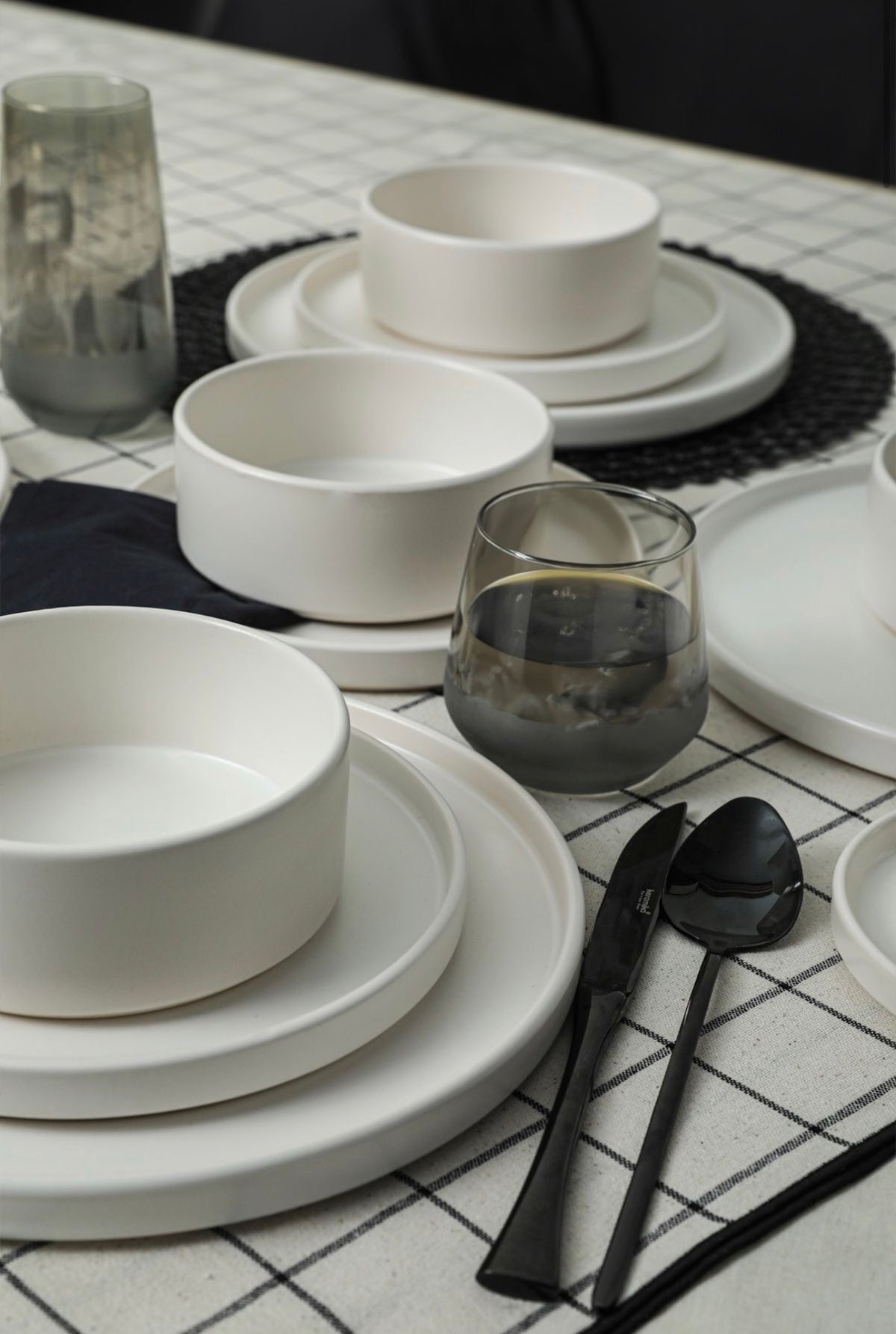 KERAMIKA Mat Beyaz Stackable Yemek/Kahvaltı Takımı 20 Parça 4 Kişilik
