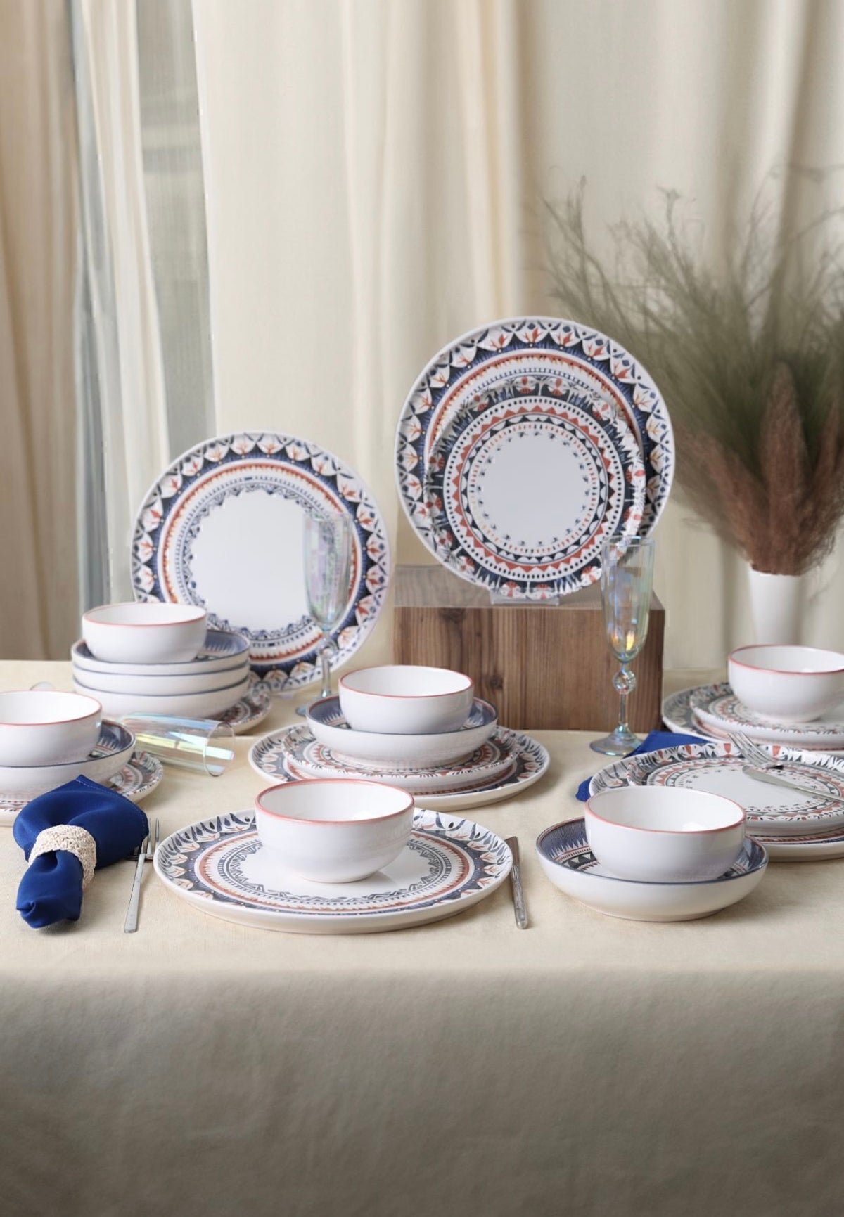 KERAMIKA Keraart Ethnic Yemek Takımı 24 Parça 6 Kişilik 21616-17-28-24