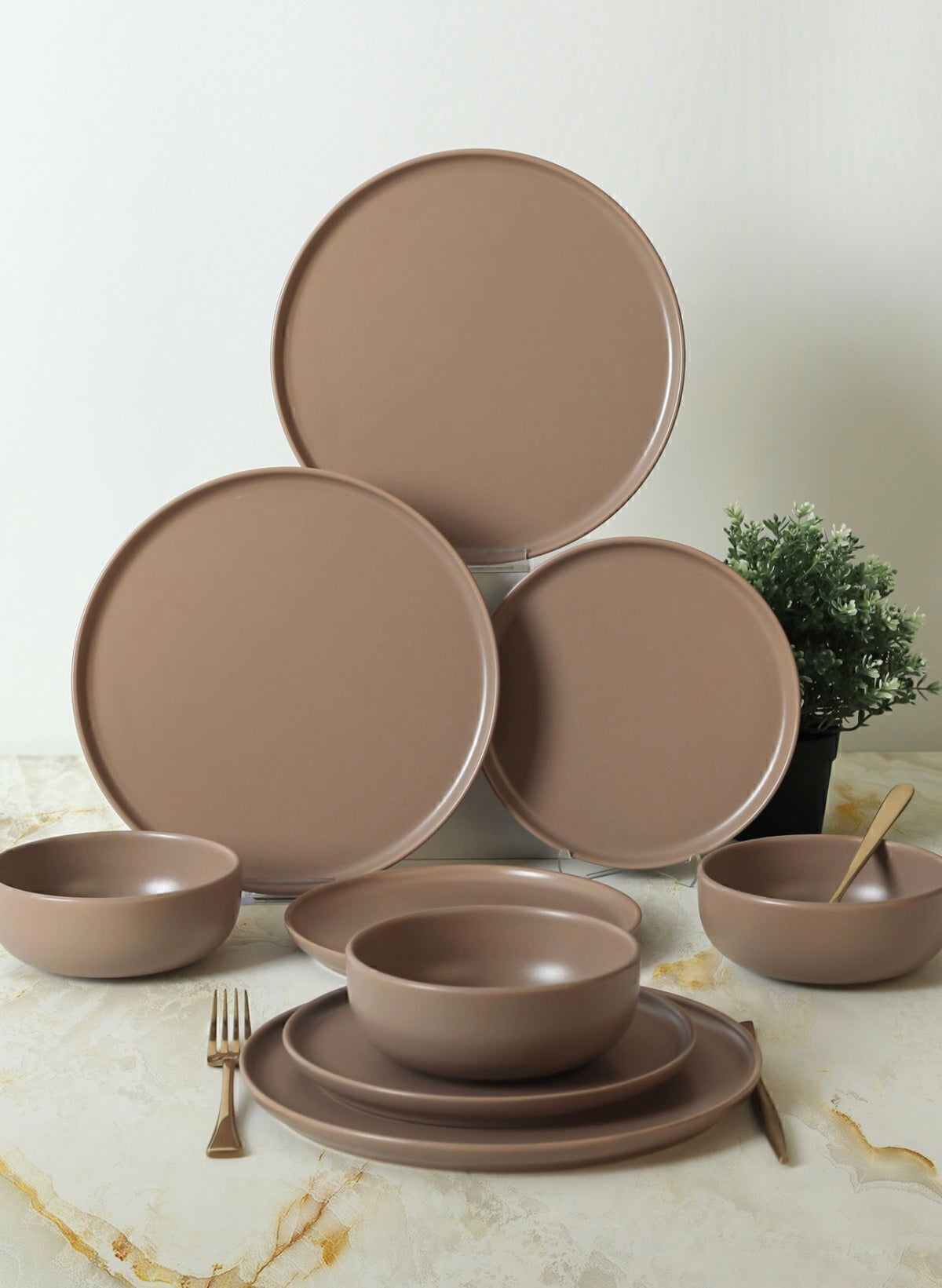 KERAMIKA Nordic Mat Toprak Taupe Yemek Takımı 18 Parça 6 Kişilik 977