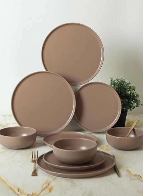 KERAMIKA Nordic Mat Toprak Taupe Yemek Takımı 18 Parça 6 Kişilik 977
