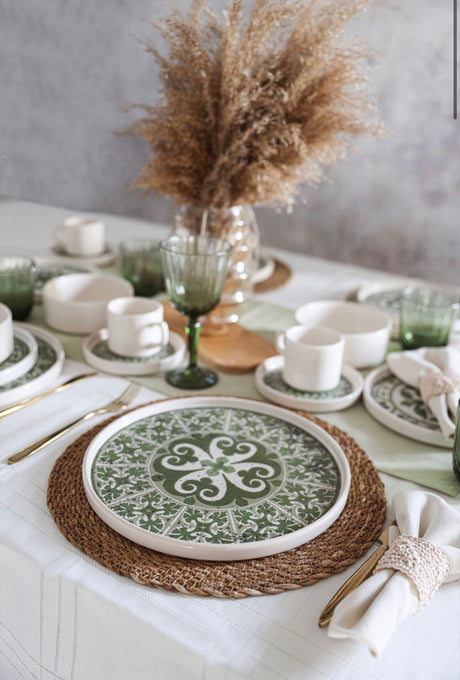 KERAMIKA Timeless Green Stackable Yemek / Kahvaltı Takımı 20 Parça 4 Kişilik