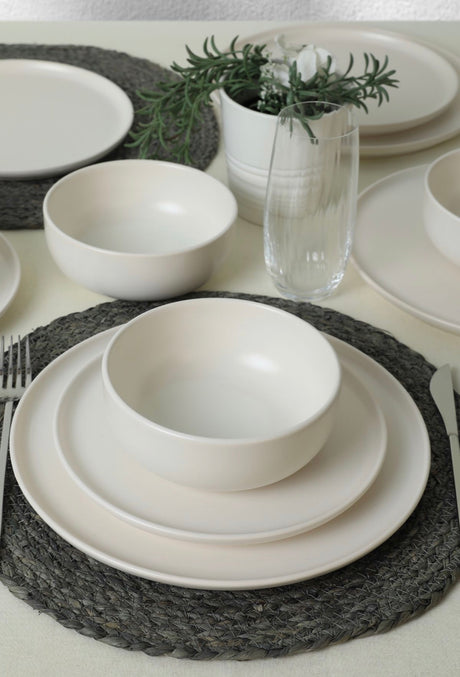 KERAMIKA Nordic Mat Beyaz Yemek Takımı 18 Parça 6 Kişilik 022