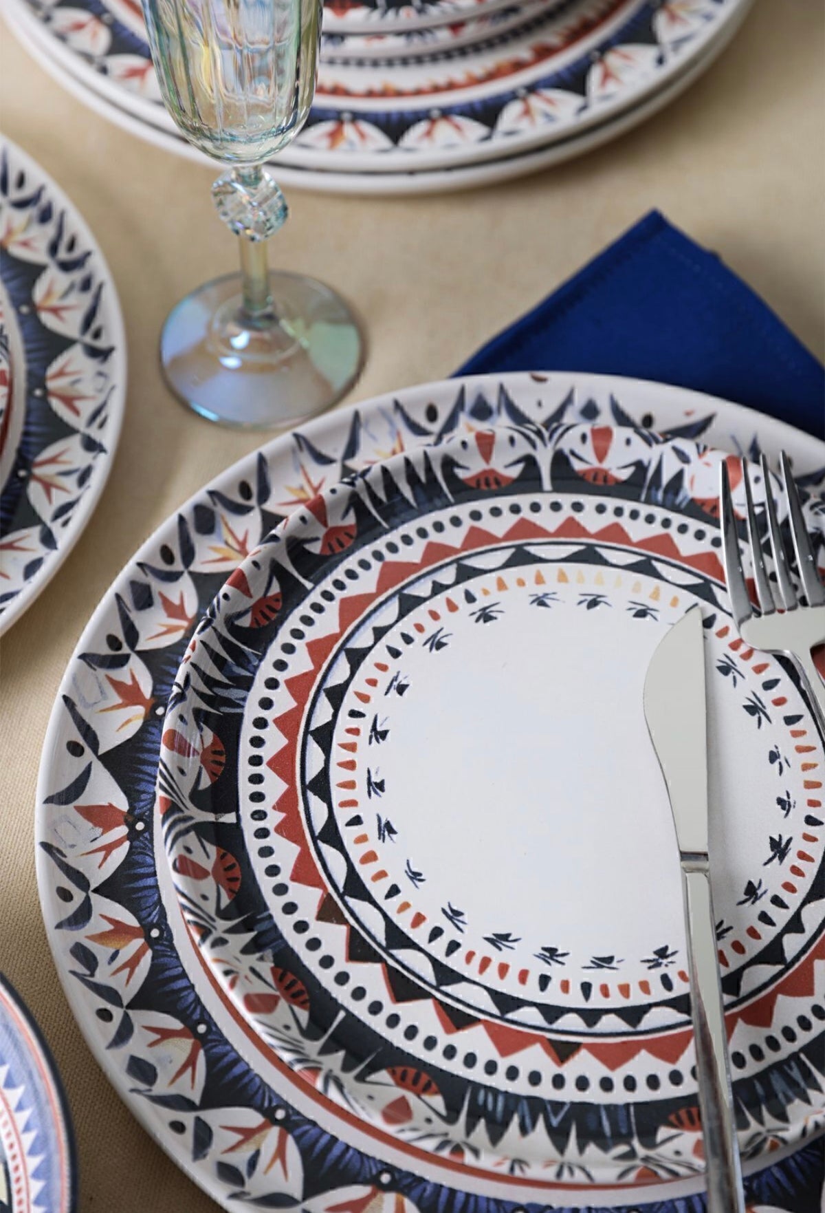 KERAMIKA Keraart Ethnic Yemek Takımı 24 Parça 6 Kişilik 21616-17-28-24