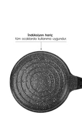 Siyah 3 Parça Alüminyum Döküm Granit Tava Takımı