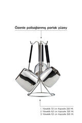 Modern 4 Parça Standlı Paslanmaz Çelik Cezve Seti