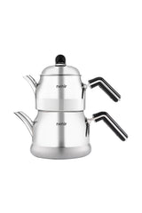 Lamia Maxi Büyük Boy Paslanmaz Çelik 1.25-2.10 Lt. Çaydanlık Takımı