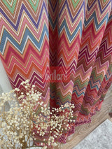 Zigzag Desenli PİLESİZ DÜZ DİKİM Ekstraforlu Fon Perde 300x260