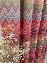 Zigzag Desenli PİLESİZ DÜZ DİKİM Ekstraforlu Fon Perde 300x260