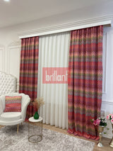 Zigzag Desenli PİLESİZ DÜZ DİKİM Ekstraforlu Fon Perde 300x260