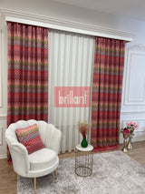 Zigzag Desenli PİLESİZ DÜZ DİKİM Ekstraforlu Fon Perde 300x260