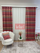 Zigzag Desenli PİLESİZ DÜZ DİKİM Ekstraforlu Fon Perde 300x260