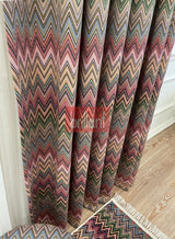 Zigzag Desenli PİLESİZ DÜZ DİKİM Ekstraforlu Fon Perde 300x260