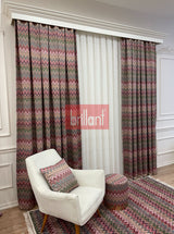 Zigzag Desenli PİLESİZ DÜZ DİKİM Ekstraforlu Fon Perde 300x260