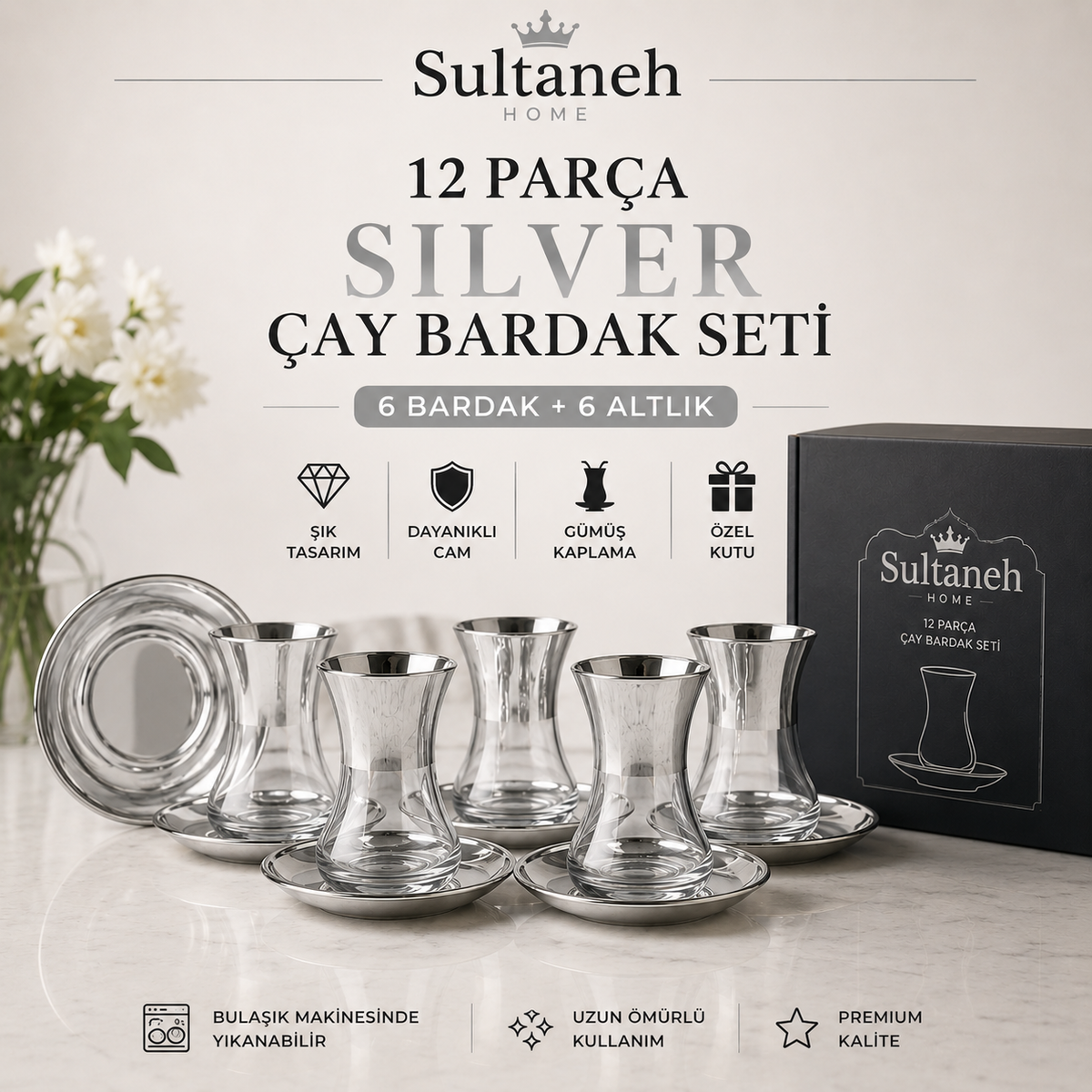 Sultaneh Home Silver Çay Seti 12 Parça