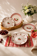 KERAMIKA Plaid Cherry Pasta Tabağı 20 Cm 4 Adet 23766-74