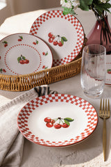 KERAMIKA Plaid Cherry Pasta Tabağı 20 Cm 4 Adet 23766-74