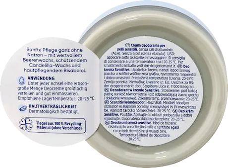 Hassas ciltler için deodorant krem, 50 ml