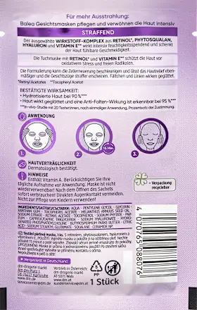 Retinol içeren yüz maskesi, 1 adet.