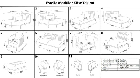 Estella Köşe Takımı Modüler - Krem