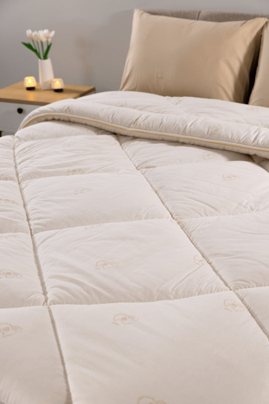 Uysal Home Gold Biyeli %100 Pamuklu Yün Yorgan Tek Kişilik
