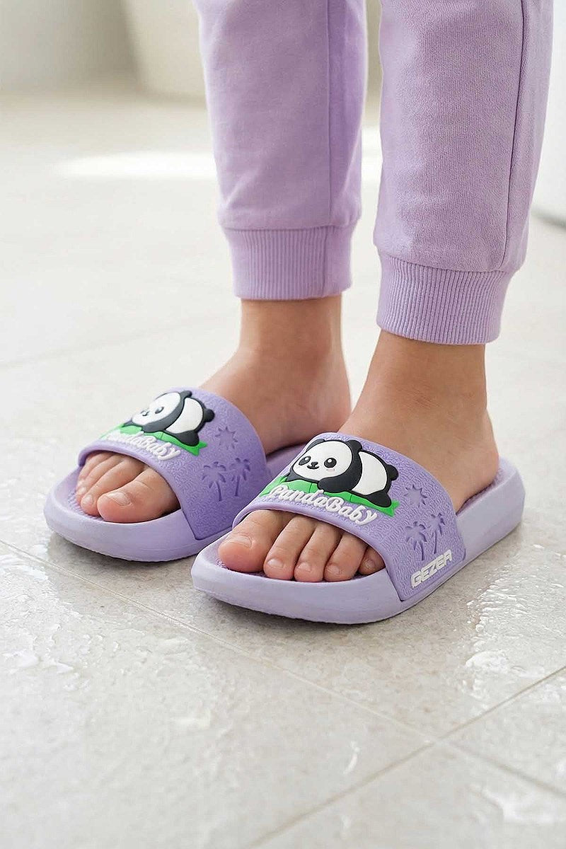 Gezer Panda Yazlık Kız Çocuk PU Islak Zemine Uygun Rahat Taban Ev Bahçe Banyo Havuz Terlik