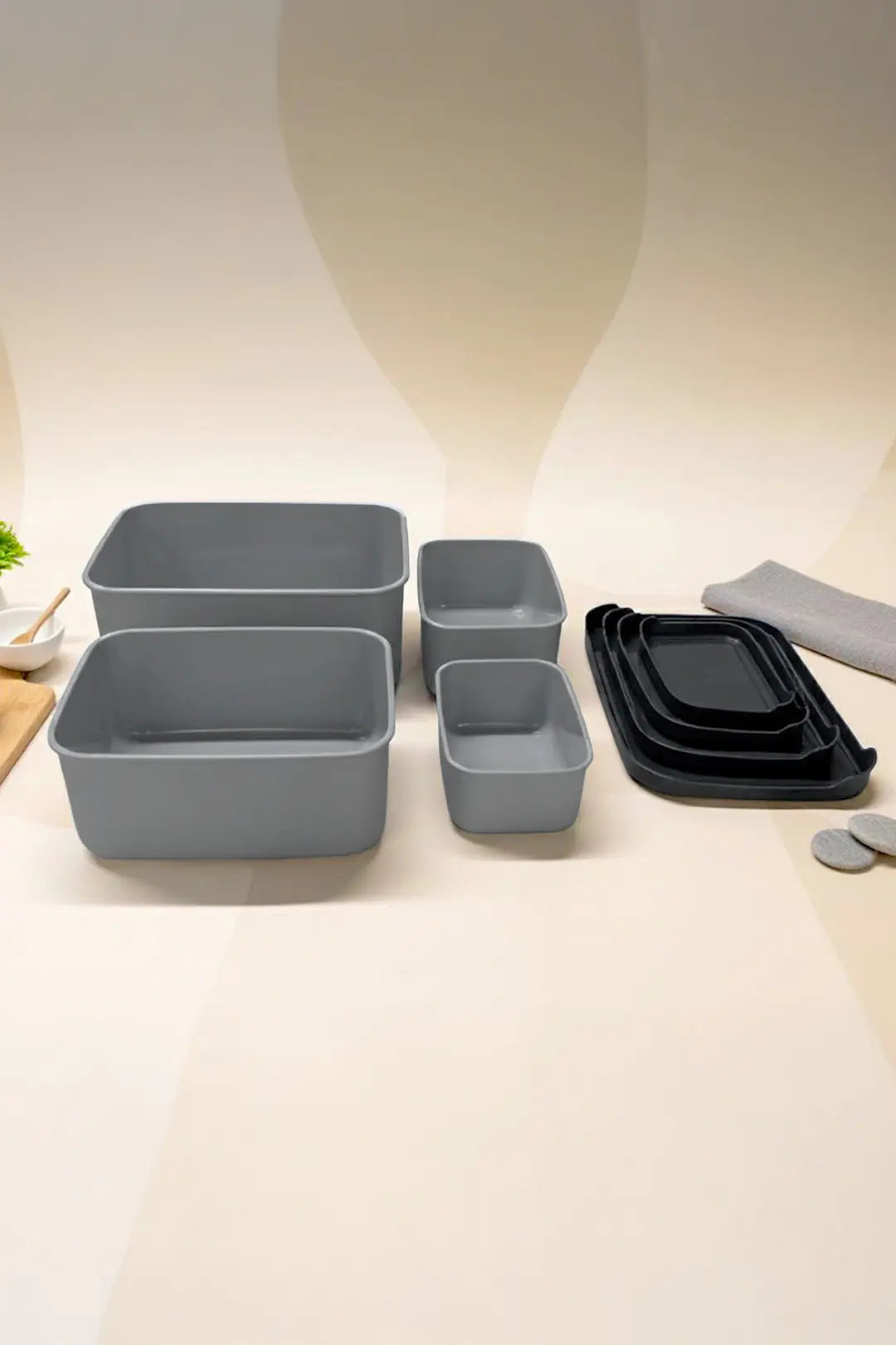 Kitchen Life 4’lü Dikdörtgen Saklama Kabı Seti (0,43ml-0,83ml-1.6L-2.6L) Mikrodalga ve Dondurucu Uyumlu