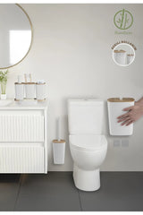 Kitchen Life Yapışkanlı Gerçek Bambu Beyaz 6'lı Safir Banyo Seti